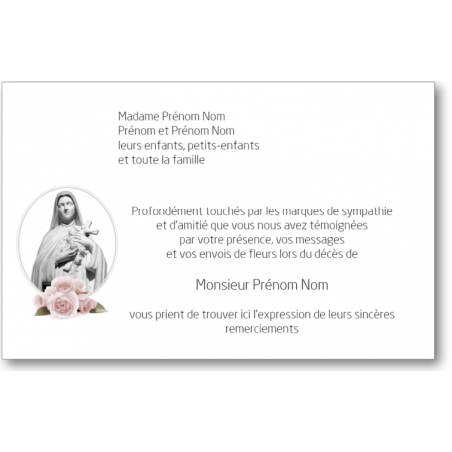 Cartes remerciements de condoléances personnalisables signe religieux
