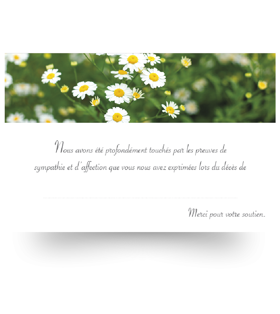 Carte de remerciements de condoléances préremplies Carte de remerciements de condoléances préremplies
