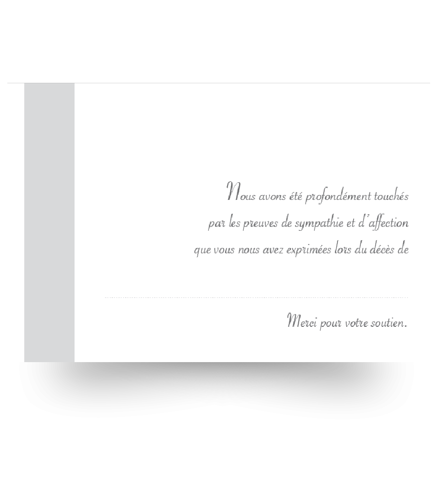 Carte de remerciements de condoléances préremplies Carte de remerciements de condoléances préremplies