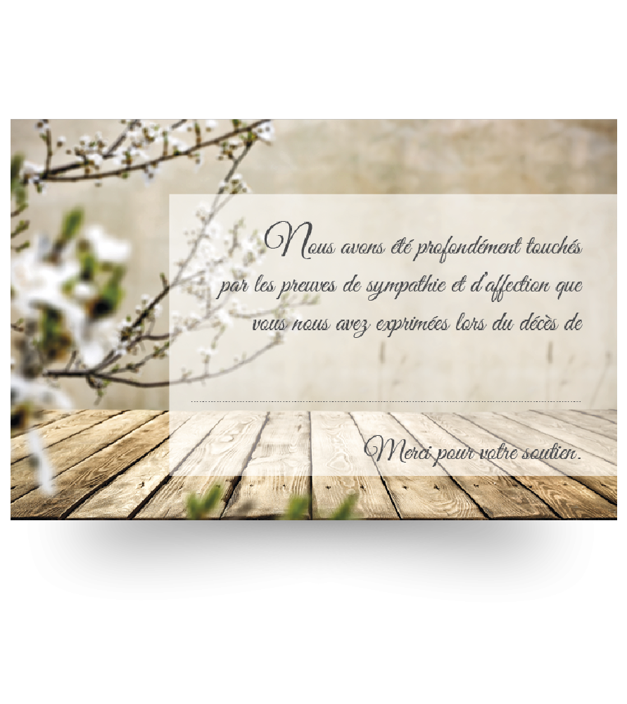 Cartes remerciements de condoléances personnalisables
