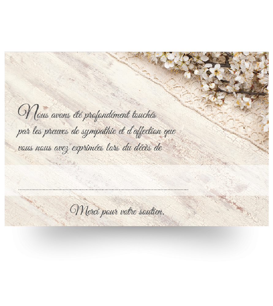 Cartes remerciements de condoléances personnalisables