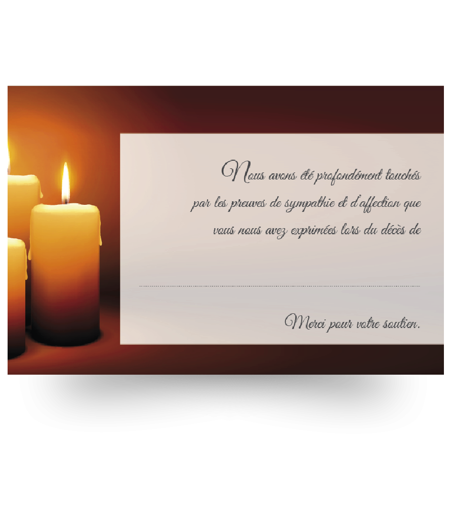 Cartes remerciements de condoléances personnalisables