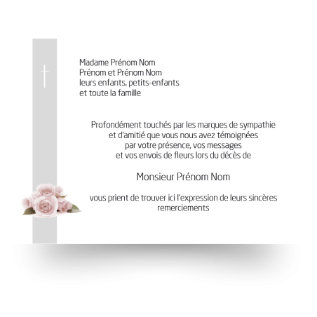 Cartes remerciements de condoléances personnalisables signe religieux
