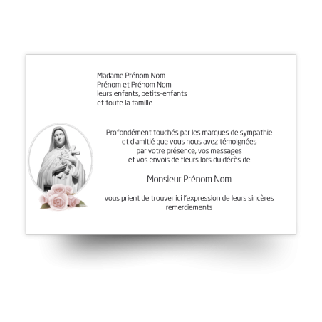 Cartes remerciements de condoléances personnalisables signe religieux