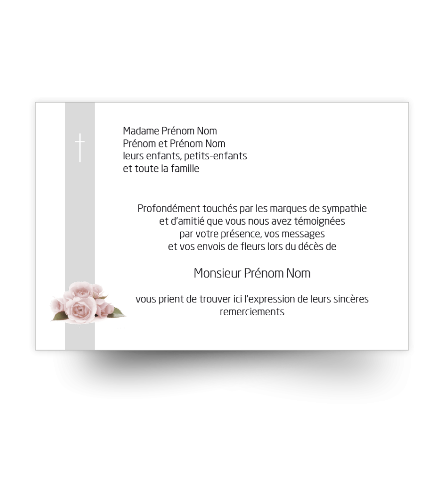 Cartes remerciements de condoléances personnalisables signe religieux Cartes remerciements de condoléances personnalisables signe religieux