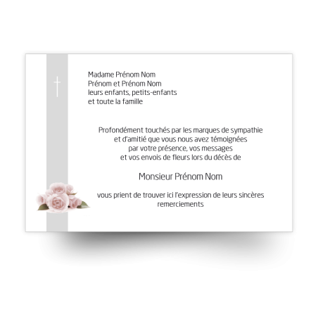 Cartes remerciements de condoléances personnalisables signe religieux