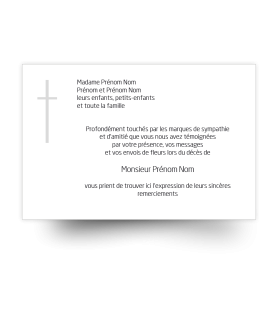 Cartes de remerciements de condoléances personnalisables avec croix