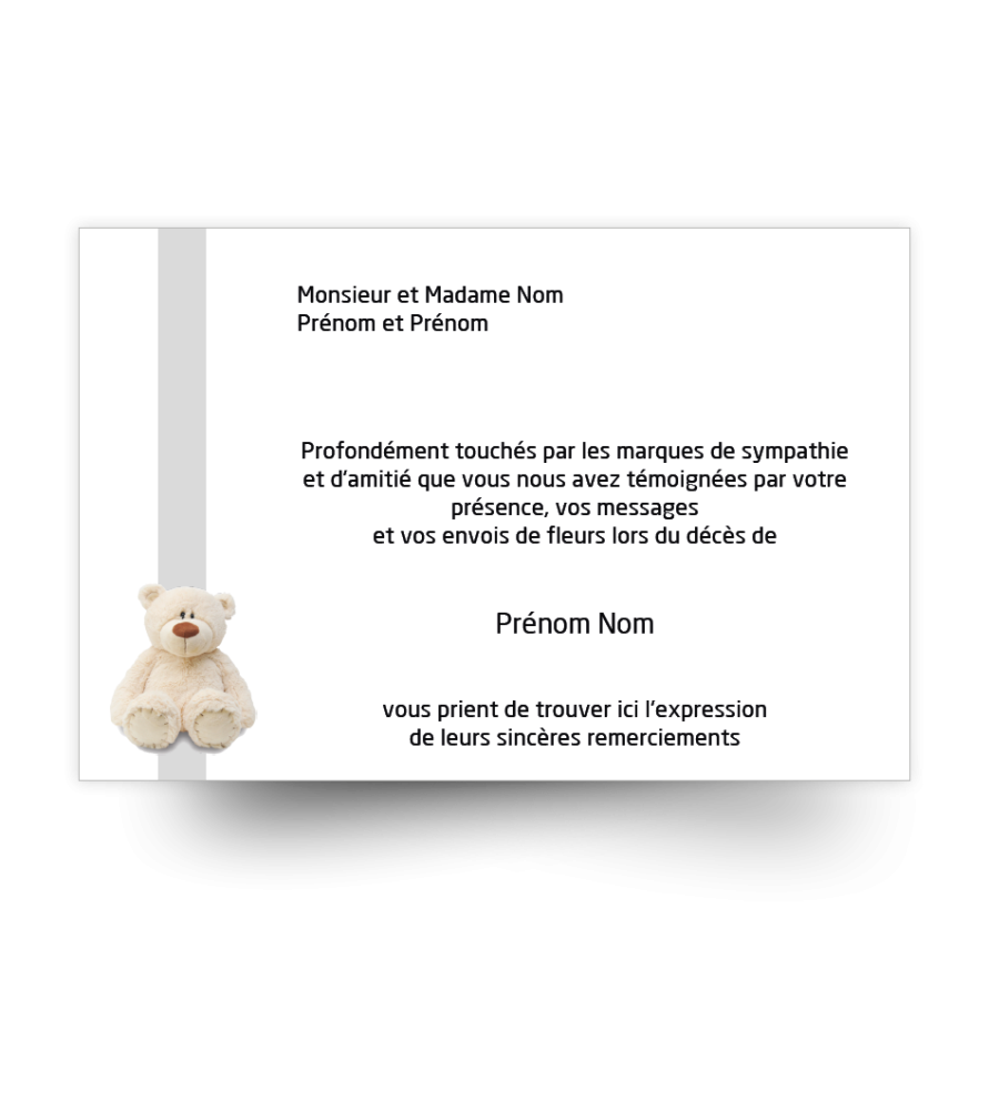 Cartes de remerciements de condoléances personnalisables