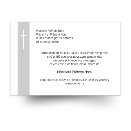 Cartes remerciements de condoléances personnalisables signe religieux