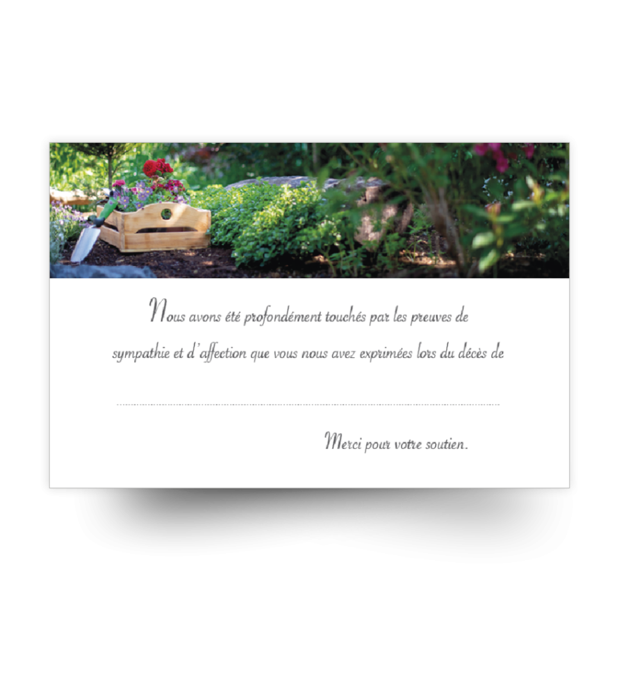 Carte de remerciements de condoléances préremplies Carte de remerciements de condoléances préremplies