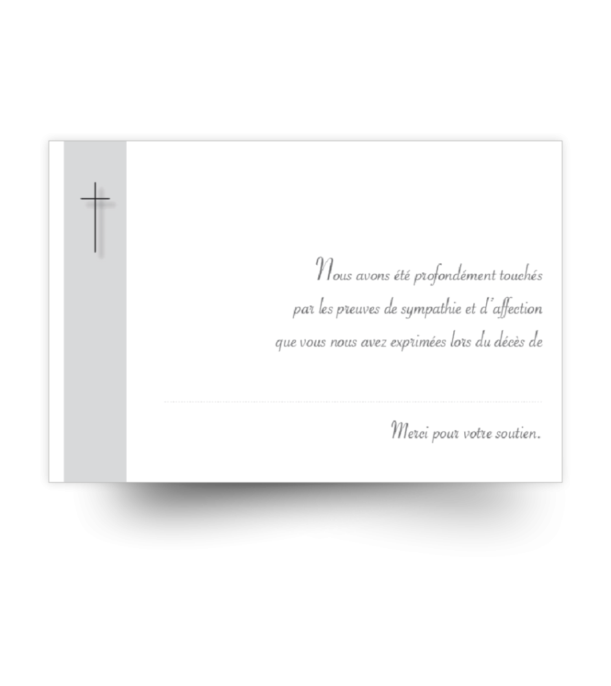 Carte de remerciements de condoléances préremplies Carte de remerciements de condoléances préremplies