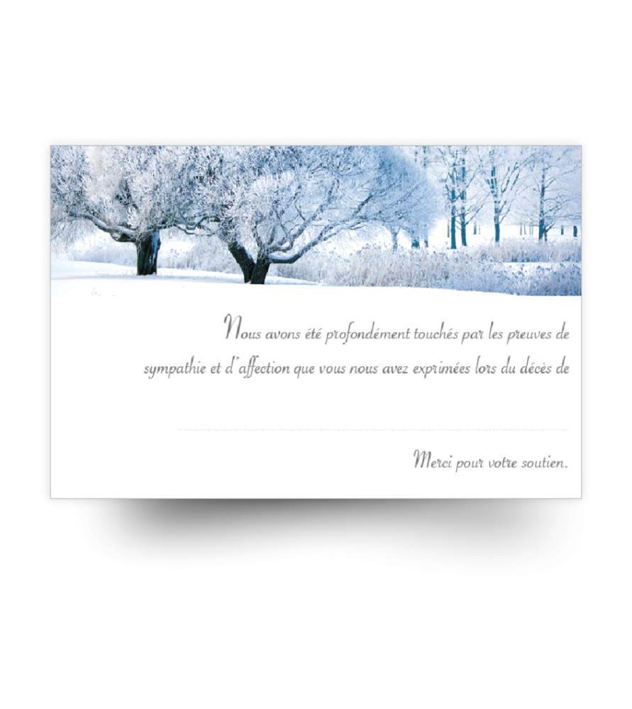 Carte de remerciements de condoléances préremplies