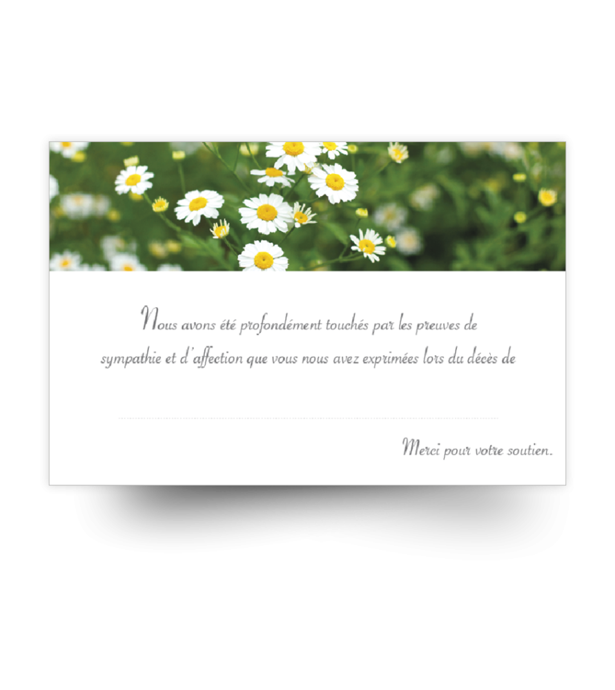 Carte de remerciements de condoléances préremplies Carte de remerciements de condoléances préremplies