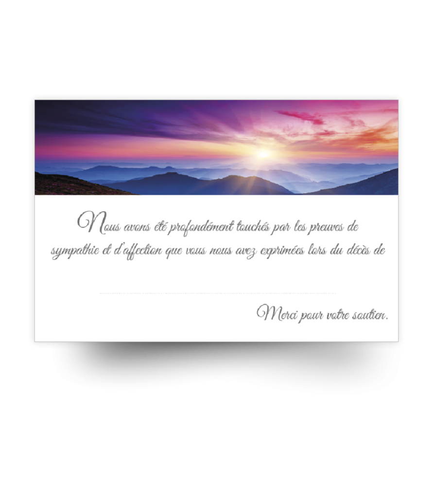 Carte de remerciements de condoléances préremplies Carte de remerciements de condoléances préremplies