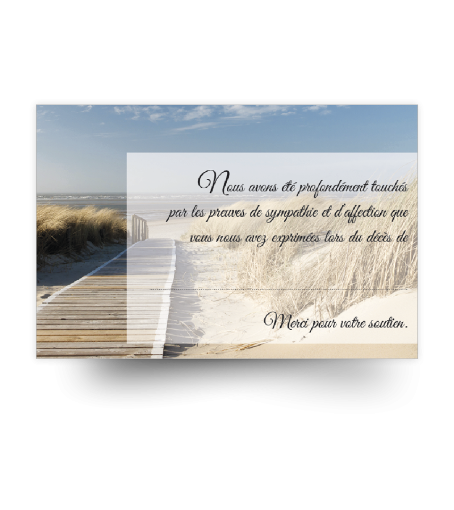 Carte de remerciements de condoléances préremplies Carte de remerciements de condoléances préremplies
