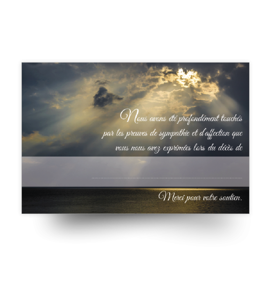 Carte de remerciements de condoléances préremplies Carte de remerciements de condoléances préremplies