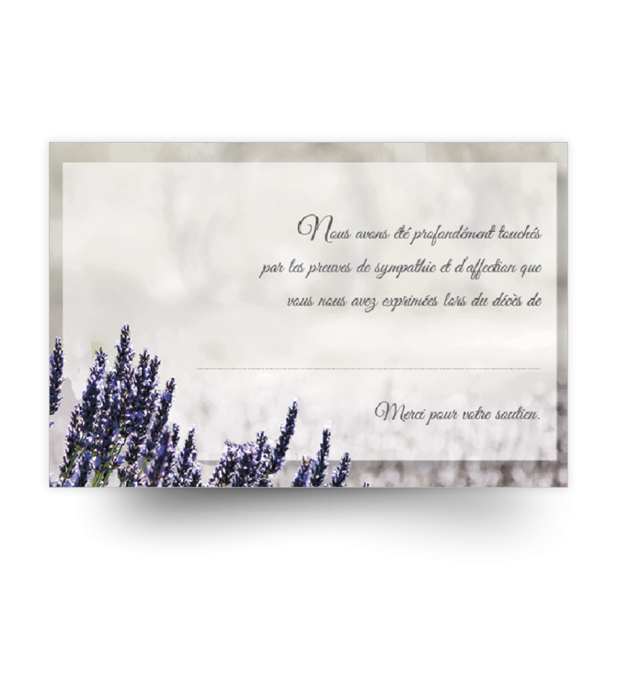Carte de remerciements de condoléances préremplies Carte de remerciements de condoléances préremplies